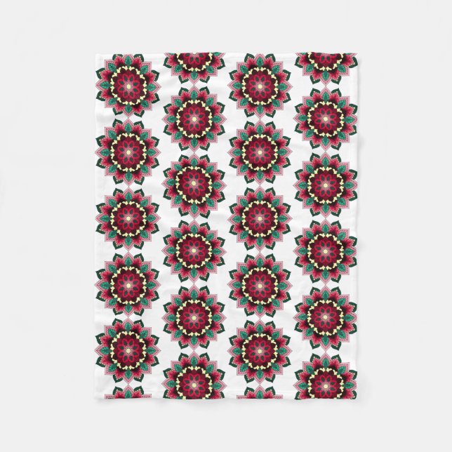 Mandala Mönster 02 på djupt rosa Fleece Blanket (Framsidan)