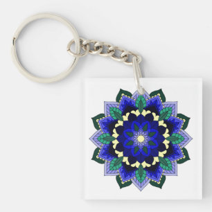 Mandala Mönster 02 på mörk blått