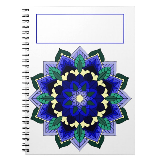 Mandala Mönster 02 på mörk blått Anteckningsbok (Framsidan)