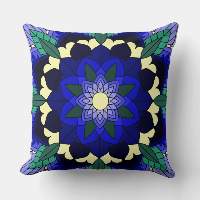 Mandala Mönster 02 på mörk blått Cushion Kudde (Framsida)