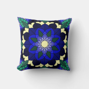 Mandala Mönster 02 på mörk blått Cushion Kudde