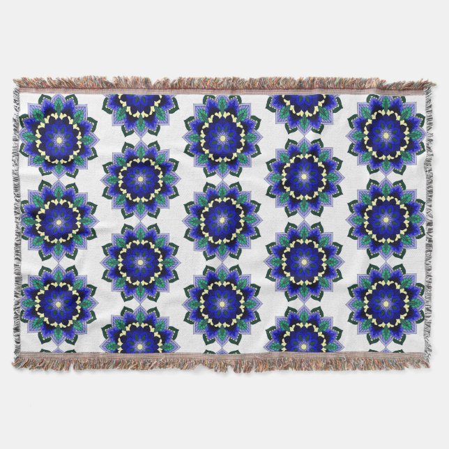 Mandala Mönster 02 på mörk blått Filt (Framsidan)