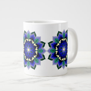 Mandala Mönster 02 på mörk blått Jumbo Mugg
