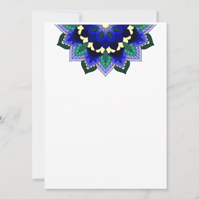 Mandala Mönster 02 på mörk blått Kort (Framsida)