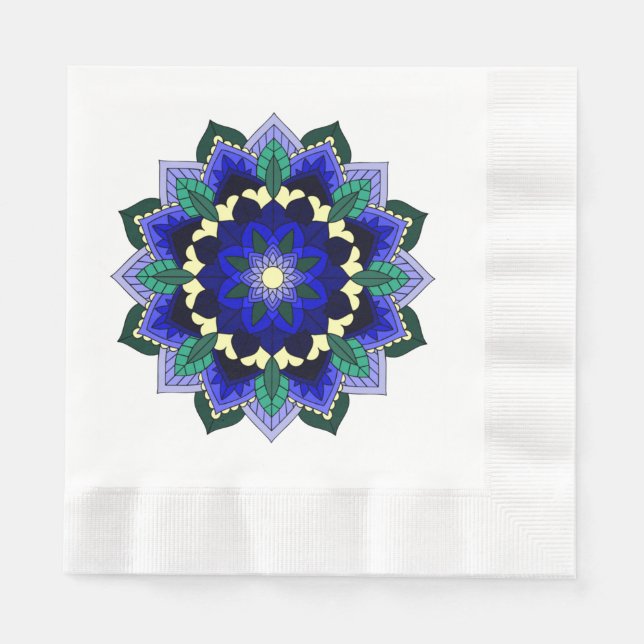 Mandala Mönster 02 på mörk blått Napkin Pappersservett (Framsidan)