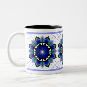 Mandala Mönster 02 på mörk blått Tone Coffee Mu Två-Tonad Mugg