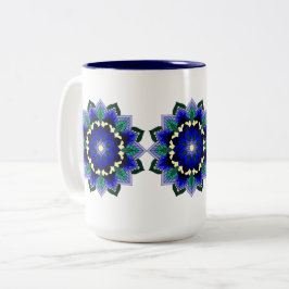 Mandala Mönster 02 på mörk blått Två-Tonad Mugg