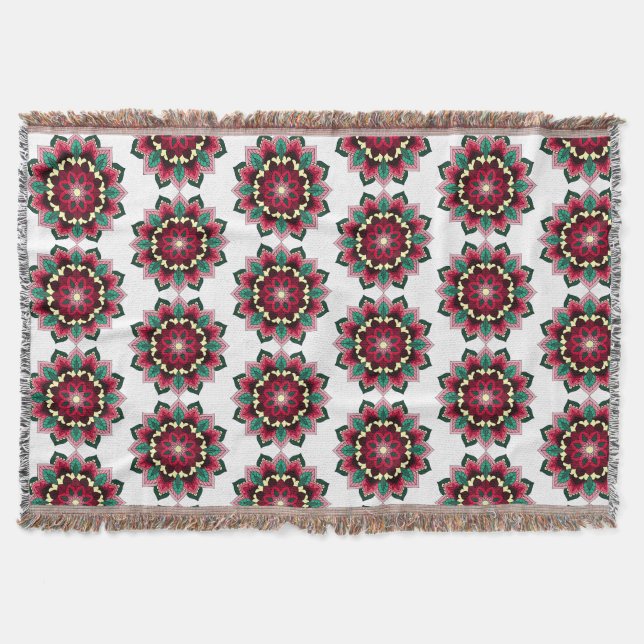Mandala Mönster 02 vid djup rosa Filt (Framsidan)