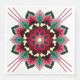 Mandala Mönster 02 vid djup rosa Napkin Pappersservett