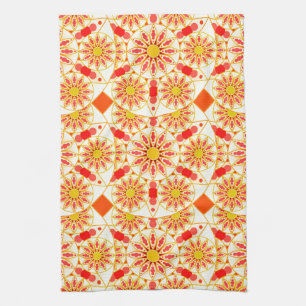Mandala Mönster, Brick Red, Rust, Guld Kökshandduk