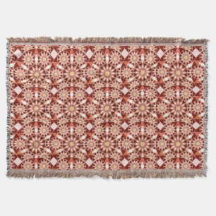Mandala-mönster, brun, rost, tan, beige filt