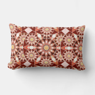 Mandala mönster, brun, rost, tan, beige lumbarkudde