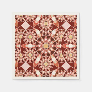 Mandala-mönster, brun, rost, tan, beige pappersservett