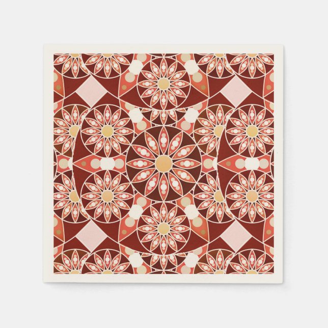 Mandala-mönster, brun, rost, tan, beige pappersservett (Framsidan)