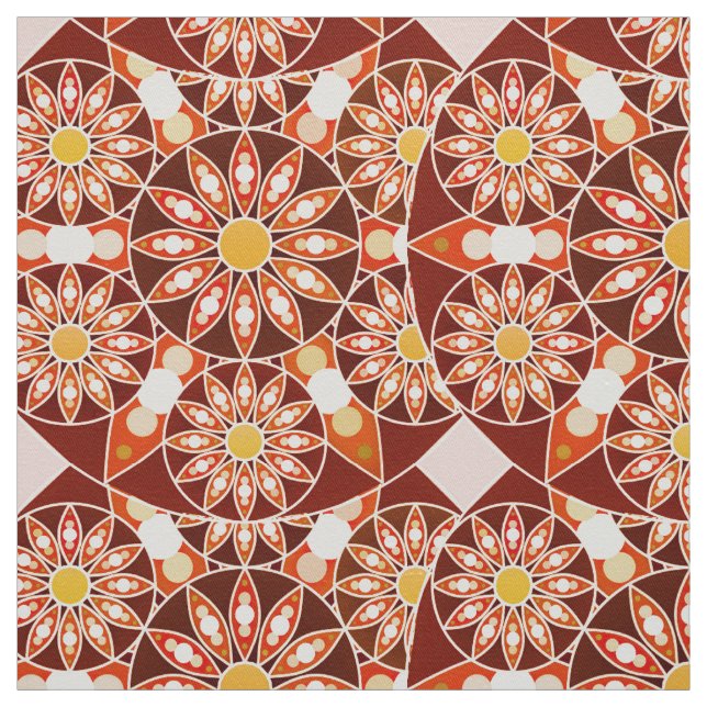 Mandala mönster, brun, rost, tan, beige tyg (Provkarta)