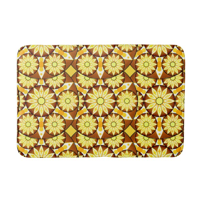Mandala mönster, brunfärgade och guld badrumsmatta (Framsidan)