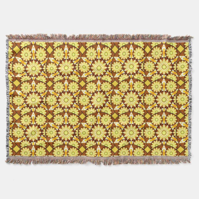 Mandala mönster, brunfärgade och guld filt (Framsidan)