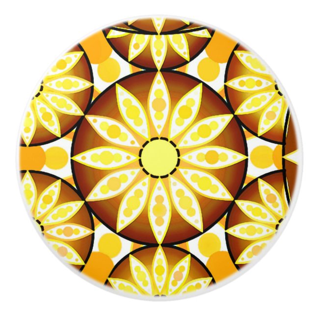 Mandala mönster, brunfärgade och guld knopp (Framsidan)