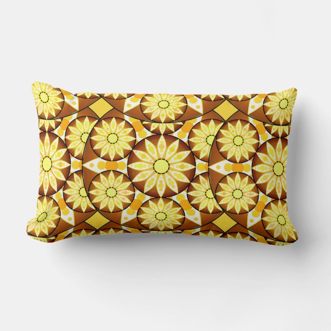 Mandala mönster, brunfärgade och guld lumbarkudde (Framsida)