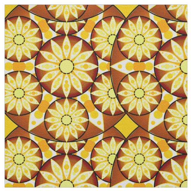 Mandala mönster, brunfärgade och guld tyg (Provkarta)