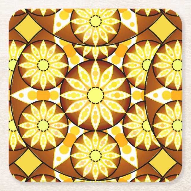 Mandala mönster, brunfärgade och guld underlägg papper kvadrat (Framsidan)