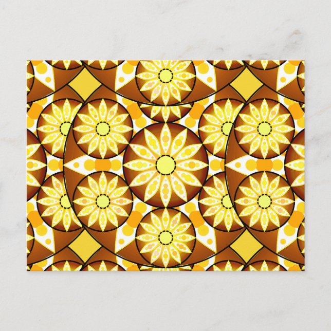 Mandala mönster, brunfärgade och guld vykort (Framsida)