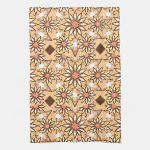 Mandala Mönster, Caramel Tan, Chocolate Brown Kökshandduk