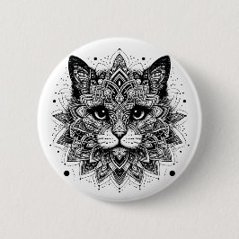 Mandala Mönster Cat Design Knapp