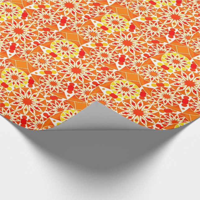 Mandala mönster, Coral Orange och Guld Presentpapper (Hörn)