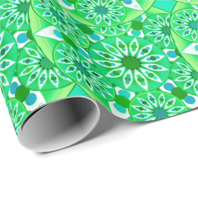 Mandala mönster, Emerald grönt och peace Presentpapper (Rullad Hörn)