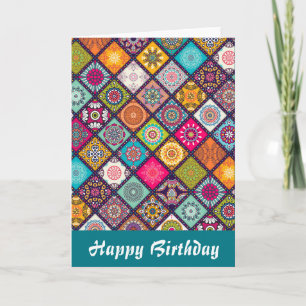 Mandala mönster färgad födelsedag kort