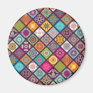 Mandala mönster färgad marockansk magnet