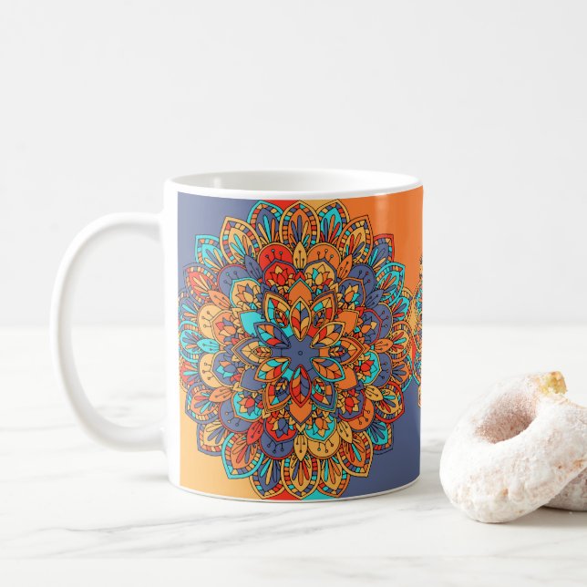 Mandala mönster färglös marockansk kaffemugg (Med munk)