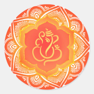 Mandala-mönster Festive Ganesh/ indisk gud Runt Klistermärke