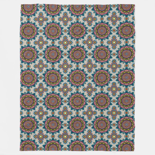 Mandala Mönster Fleece Blanket (Framsidan)