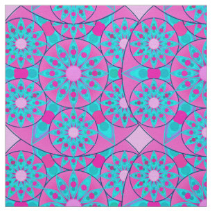 Mandala mönster, fuchsia, rosa och turkos tyg