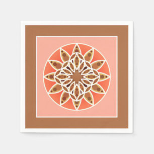 Mandala mönster i choklad, karamell och korall pappersservett