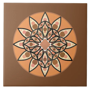 Mandala mönster i choklad, terakotta och rost kakelplatta