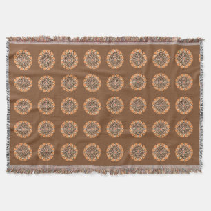 Mandala mönster i choklad, terracotta och rost filt
