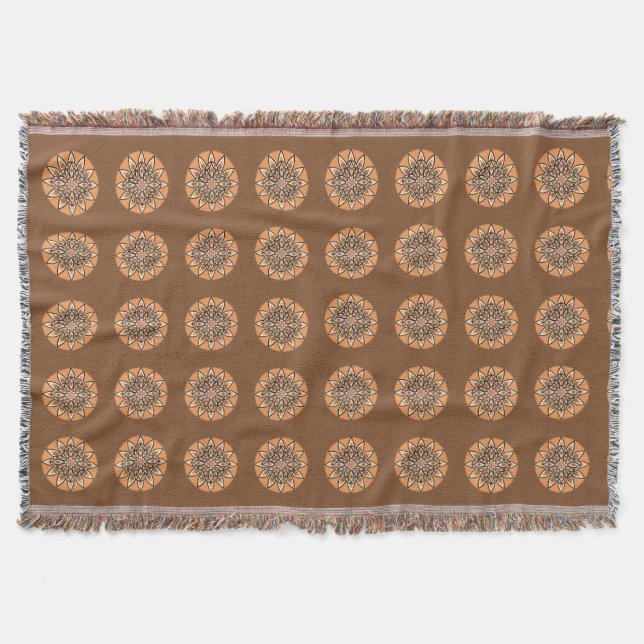 Mandala mönster i choklad, terracotta och rost filt (Framsidan)
