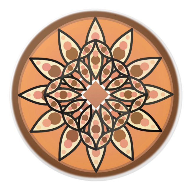 Mandala mönster i choklad, terracotta och rost knopp (Framsidan)