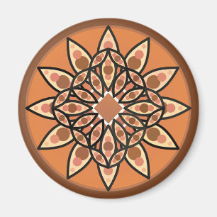 Mandala mönster i choklad, terracotta och rost magnet