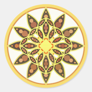 Mandala mönster i chokladskuggor och guld runt klistermärke