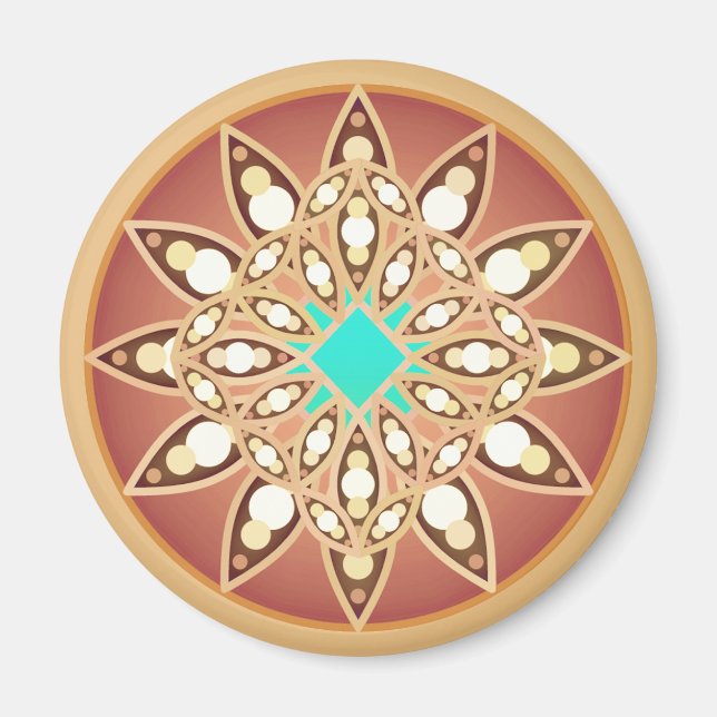 Mandala mönster i karamel och choklad magnet (Framsidan)
