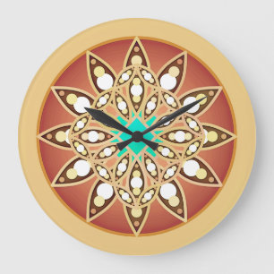 Mandala mönster i karamel och choklad stor klocka