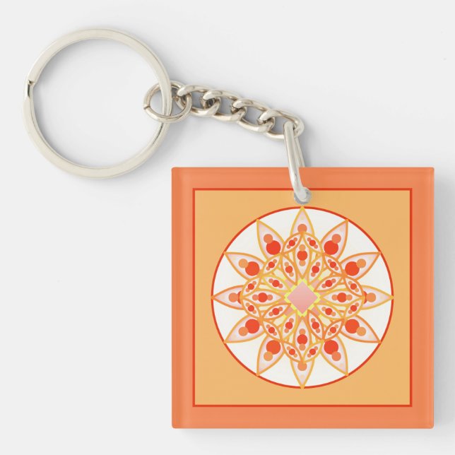 Mandala mönster i korall, orange och guld (Framsidan)
