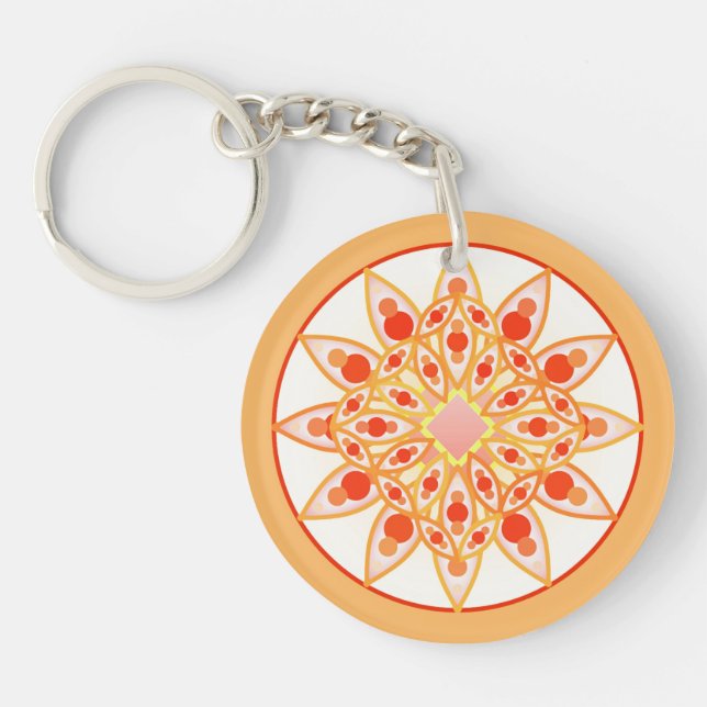 Mandala mönster i korall, orange och guld (Framsidan)