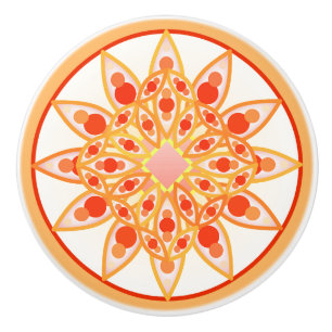 Mandala mönster i korall, orange och guld knopp