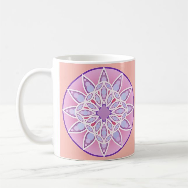 Mandala mönster i lavender, orchid och korall kaffemugg (Vänster)