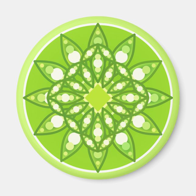Mandala mönster i lyxfärgad lyxgrön magnet (Framsidan)